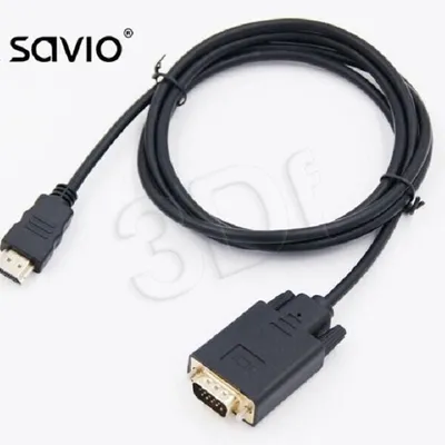 Adapter SAVIO CL-103 (HDMI M - D-Sub (VGA) M; 1,8m; kolor czarny)