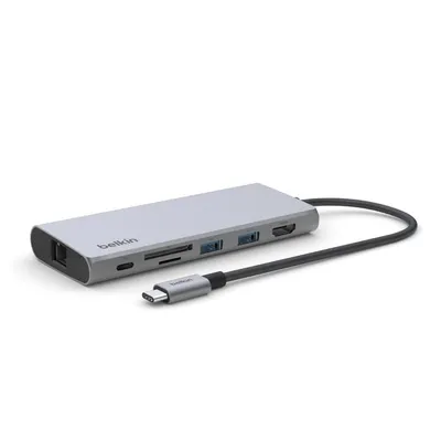 Hub Belkin Connect USB-C 7-in-1 Multiport Adapter 1x4k HDMI/2xUSB-A/1xUSB-C PD3.0/1xRJ45 Gigabit/1xSD Card reader/1xMicroSD Card reader Grey