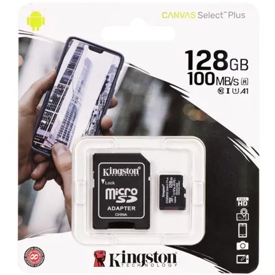 Karta pamięci z adapterem Kingston Canvas Select Plus SDCS2/128GB (128GB; Class 10, Class U1, V10; + adapter)