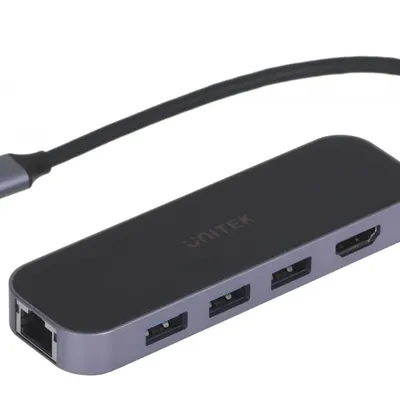 UNITEK HUB USB-C 3.1, RJ-45,3XUSB-A,HDMI,4K,PD100W