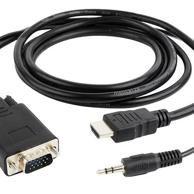 Adapter GEMBIRD A-HDMI-VGA-03-6 (HDMI M - D-Sub (VGA), Jack stereo 3,5 mm M; 1,8m; kolor czarny)