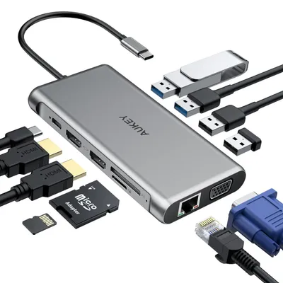 AUKEY HUB USB C CB-C78 12W1 RJ45 HDMI 4K PD 100W