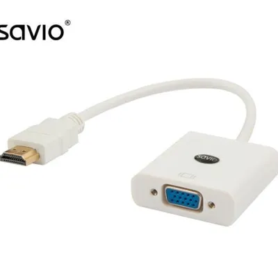 Adapter SAVIO CL-27/B (HDMI M - D-Sub (VGA) F; 0,10m; kolor biały)