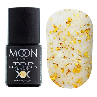 Top hybrydowy matowy ze złotymi płatkami Leaf Mat Gold MOON Full 8 ml