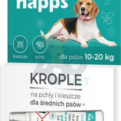 HAPPS Herbal - krople na pchły i kleszcze dla średnich psów 10-20kg