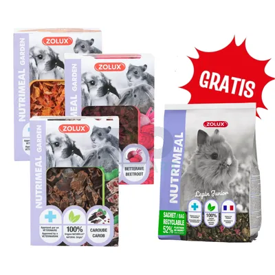 ZOLUX Przysmak NUTRIMEAL3 GARDEN MIX przysmaków + ZOLUX Mieszanka NUTRIMEAL 3 dla królika juniora 800 g GRATIS