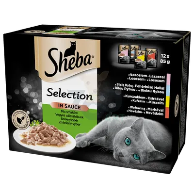 SHEBA saszetka 12x85g Select Slices in Gravy - mokra karma dla kotów w sosie (z łososiem, z białą rybą, z kurczakiem, z wołowiną)