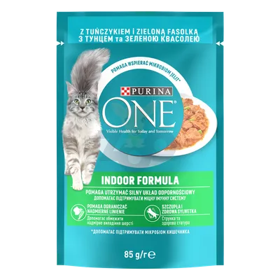 Purina One Indoor Formula Karma dla kotów z tuńczykiem i zielona fasolką 85 g