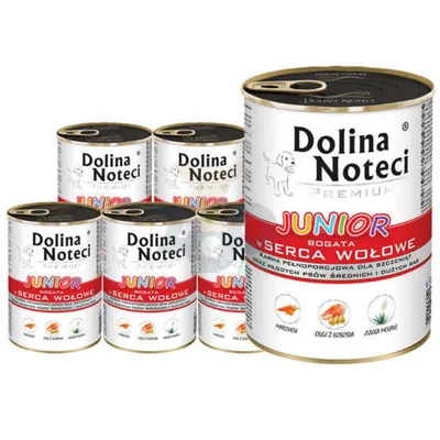 Dolina Noteci PREMIUM Junior bogata w serca wołowe 12x400g