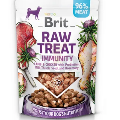 BRIT CARE Dog Raw Treat Immunity Lamb & Chicken with Probiotics, Milk Thistle Seed and Rosemary 40g