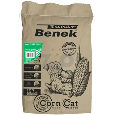 SUPER BENEK Żwirek kukurydziany Corn o zapachu: Świeża trawa 25l