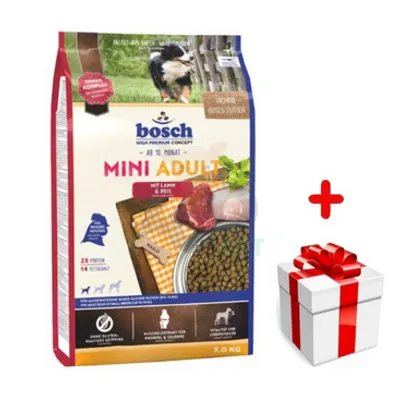 Bosch Adult Mini Lamb & Rice, jagnięcina i ryż (nowa receptura) 1kg  + niespodzianka dla psa GRATIS!