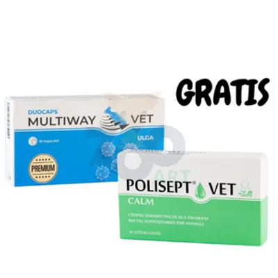 JM SANTE Multiway Vet Duocaps Ulga 30tabl.+ Polisept Vet Calm-czopki dla psów i kotów 10szt GRATIS!