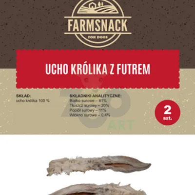 FarmSnack Ucho Królika z futrem 2szt