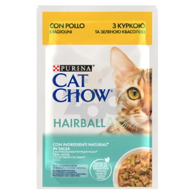 CAT CHOW Hairball Karma dla kotów z kurczakiem i zieloną fasolką w sosie 85g