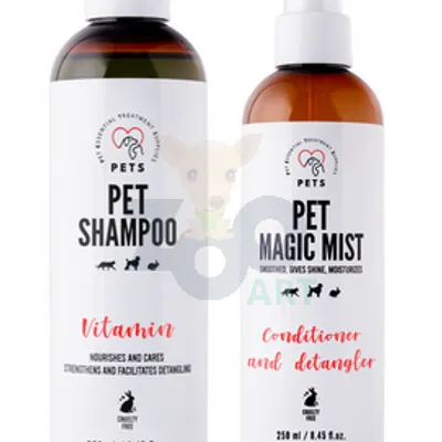 PET Shampoo Vitamin_Szampon Witaminowy 250ml Odżywczy i pielęgnujący + Pet Magic Mist - Magiczna Mgiełka do Sierści 250ml Łatwe