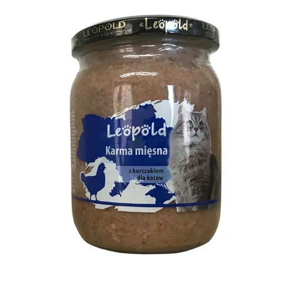 Leopold Karma mięsna z kurczakiem dla kotów 500g (Słoik)