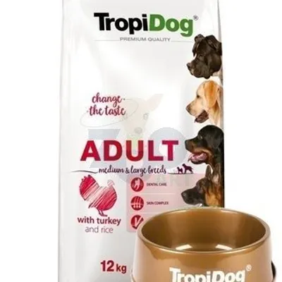 TROPIDOG PREMIUM ADULT MEDIUM & LARGE BREED TURKEY & RICE 12kg + Miska gratis!