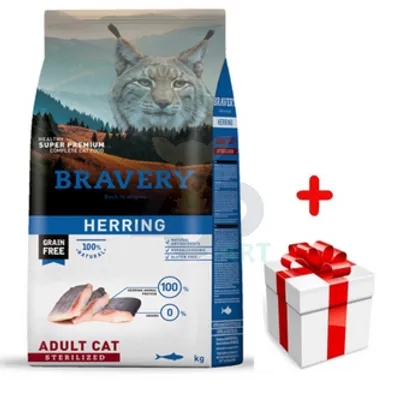 Bravery Cat Sterilized Herring (Śledź) 2kg + niespodzianka dla psa GRATIS!