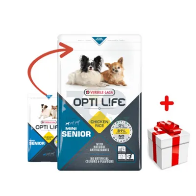 VERSELE-LAGA Opti Life Senior Mini 7,5kg - z kurczakiem - dla małych ras w wieku powyżej 7 lat + niespodzianka dla psa GRATIS!