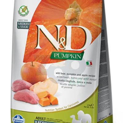 Farmina N&D Pumpkin Grain Free canine BOAR AND APPLE ADULT MEDIUM & MAXI 12kg + Advantix - dla psów 25-40kg (pipeta 4ml)