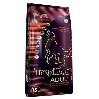 TROPIDOG Super Premium adult medium & large breed kurczak i łosoś 15kg