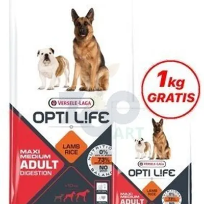 VERSELE-LAGA Opti Life Adult Digestion Medium&Maxi 12,5kg + 1kg GRATIS !!!