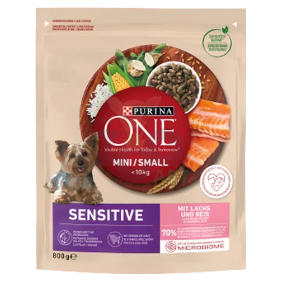 PURINA ONE Mini/Small Sensitive Łosoś, ryż - sucha karma dla psa - 800 g