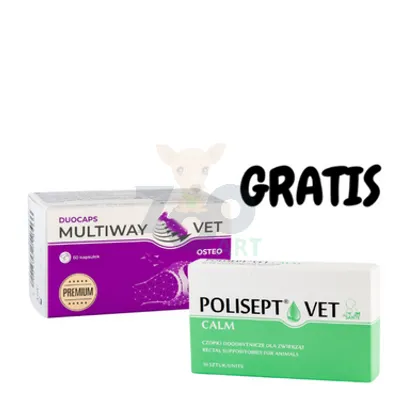 JM SANTE Multiway Vet Duocaps Osteo 60tabl. + Polisept Vet Calm-czopki dla psów i kotów 10szt GRATIS!