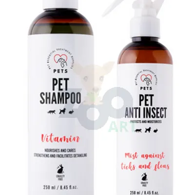 PET Shampoo Vitamin_Szampon Witaminowy 250ml Odżywczy i pielęgnujący + PETS ANTI INSECT - skuteczna ochrona przeciw kleszczom, pchłom oraz innym owadom 250ml