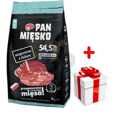 PAN MIĘSKO Wieprzowina z dzikiem XL 9kg + niespodzianka dla psa GRATIS!