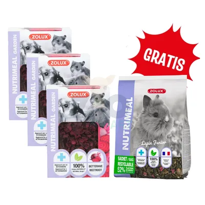 ZOLUX Przysmak NUTRIMEAL3 GARDEN z buraczkiem 3x40 g + ZOLUX Mieszanka NUTRIMEAL 3 dla królika juniora 800 g GRATIS