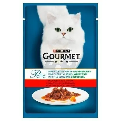 Purina Gourmet Perle Karma dla kotów mini fileciki w sosie z wołowiną i marchewką 85g