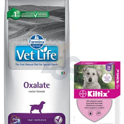 FARMINA Vet Life Dog Oxalate (Urinary) 12kg + BAYER Kiltix Obroża dla psów dużych dł 70cm