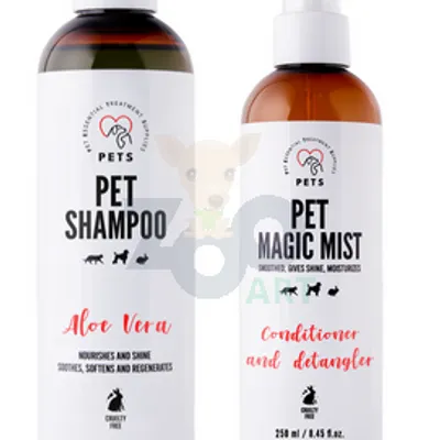 PET Shampoo Aloe Vera/Szampon Aloesowy 250ml Odżywczy i nabłyszczający + Pet Magic Mist - Magiczna Mgiełka do Sierści 250ml Łatwe rozczesywanie i odżywiona sierść