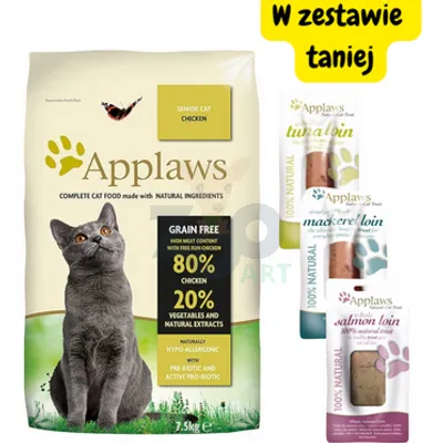 Applaws Senior Chicken Sucha Karma dla seniora 7,5kg + Polędwiczka 3x30g mix