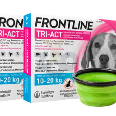 FRONTLINE Tri-Act M 10-20kg (pipeta 3 x 2ml) X2 + SILIKONOWA MISKA NA WODĘ GRATIS!