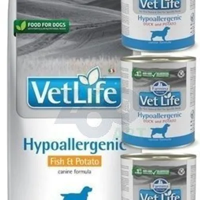 FARMINA Vet Life Dog Hypoallergenic Fish & Potato 12kg + Farmina Hypoallergenic 3x300g