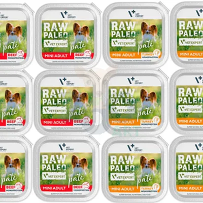 Vetexpert RAW PALEO PATE MINI Mix Wołowina+Indyk - 12x 150g