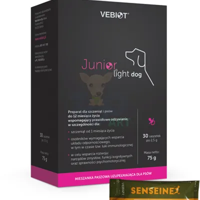 Vebiot junior-light dog 30 saszetek 75g+Vebiot Senseine 1 saszetka 9 g GRATIS