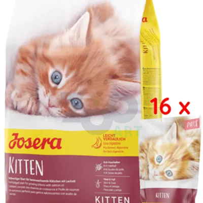 JOSERA Kitten 10kg + JOSERA Pate Kitten z olejem z łososia 16x85g