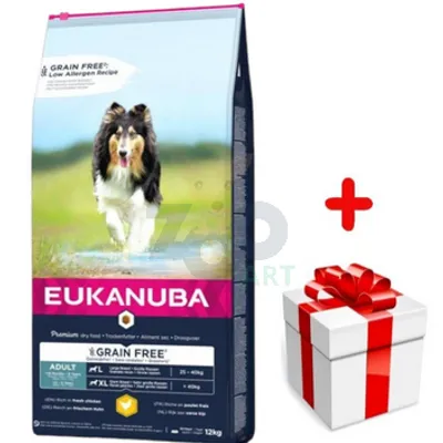 EUKANUBA Adult Chicken L/XL Grain Free 12kg + niespodzianka dla psa GRATIS!