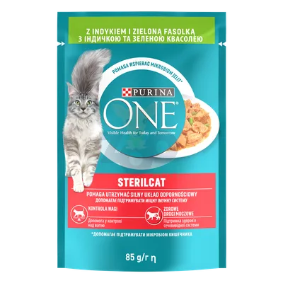 Purina One Sterilcat z indykiem i zieloną fasolką 85g