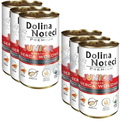 Dolina Noteci PREMIUM Junior bogata w serca wołowe 6 x 400g