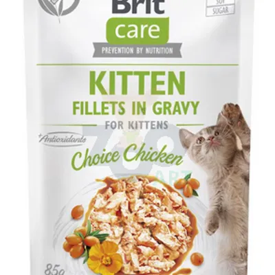 BRIT CARE Cat Kitten Fillets in Gravy Choice Chicken Enriched with Sea Buckthorn and Nasturtium 85g