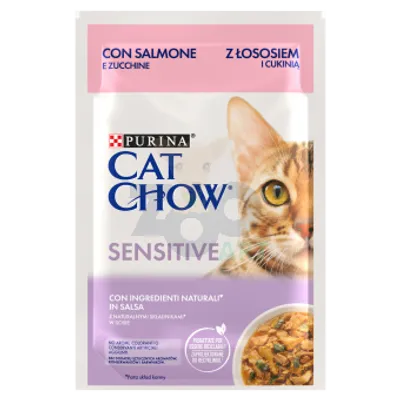 CAT CHOW Sensitive Karma dla kotów z łososiem i cukinią w sosie 85g