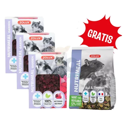 ZOLUX Przysmak NUTRIMEAL3 GARDEN z buraczkiem 3x40 g + ZOLUX Mieszanka NUTRIMEAL 3 myszy,szczurów 800 g GRATIS