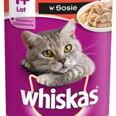 WHISKAS Adult puszka 24x400 g - mokra karma dla dorosłego kota, kawałki z wołowiną w sosie