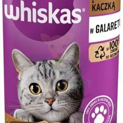 WHISKAS Adult puszka 400 g - mokra karma dla dorosłego kota, kawałki z kaczką w galaretce