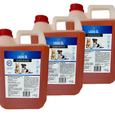 Lab-V Olej z Łososia 100% Dla Psa i Kota w Każdym Wieku 3x5000 ml (15L) Tłoczony Na Zimno